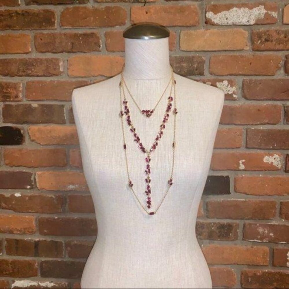 White House Black Market Pink Jeweled Convertible Multi Chain Necklace